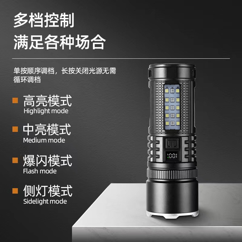 Q7 alu plástico USB recargable láser blanco telescópico ajuste de enfoque linterna de estiramiento ajuste de enfoque linterna de luz brillante luz de lectura de la mano de la mano para el hogar al aire libre linterna luz de trabajo details Picture