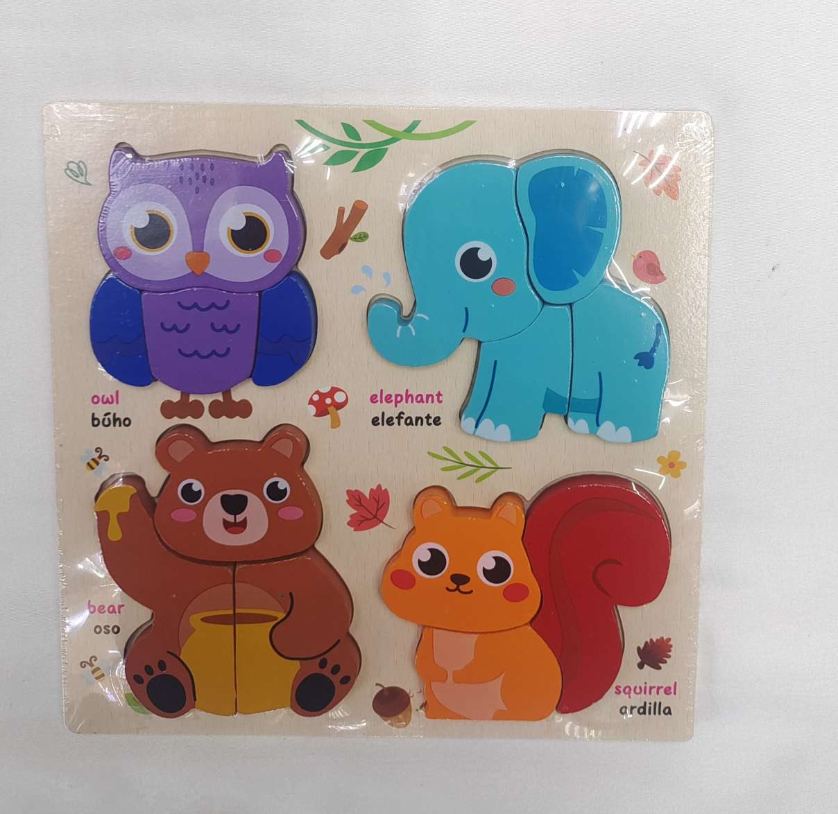 Baby jigsaw puzzles 0 to 3 years old 1 Children's three-dimensional board early education and intelligence toys 2 Wooden Montessori matching building block Jigsaw puzzles Children's cartoon wooden jigsaw puzzles Specification image