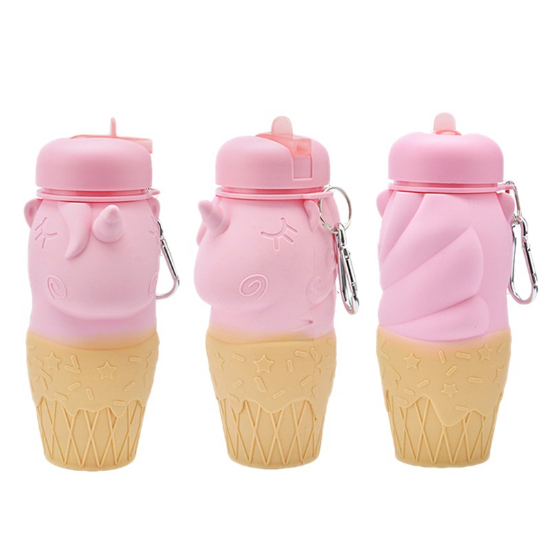 硅胶折叠水杯 创意户外运动水壶 儿童水杯便携防摔防漏硅胶水瓶产品图