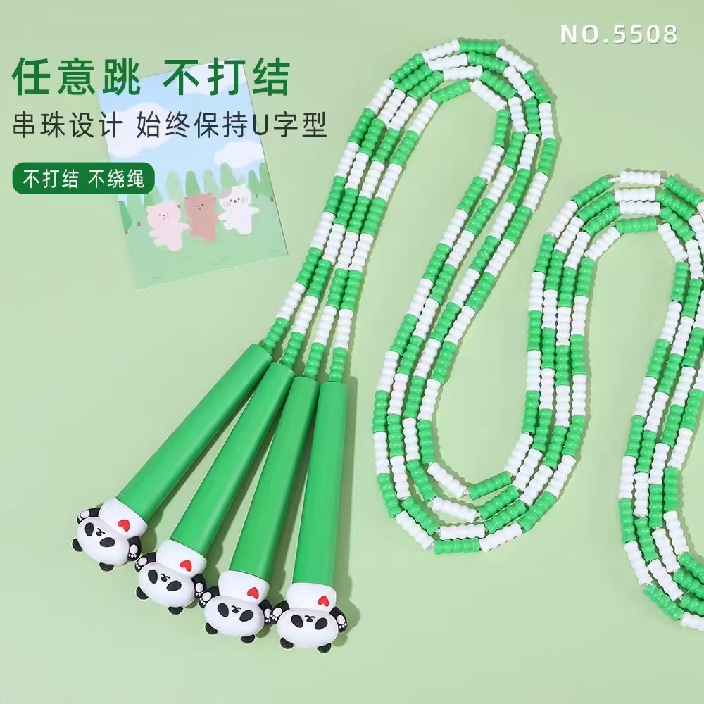 Fandouka's creative and cute cartoon head, the panda, bamboo joint, skipping rope, sports and fitness equipment, skipping rope, children's outdoor Specification image