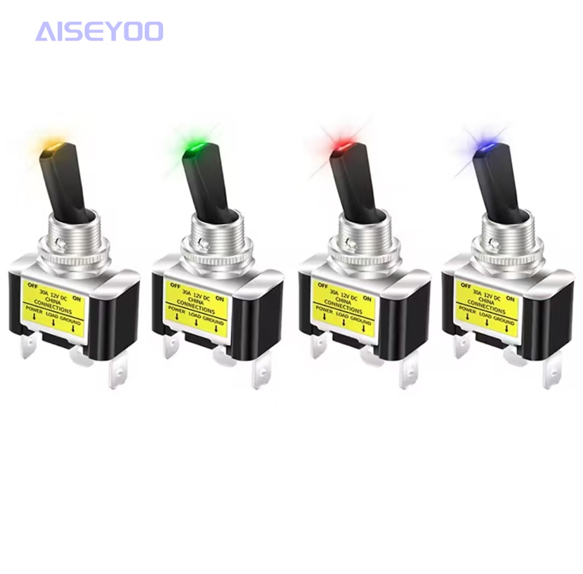 12V30A light-emitting lighting toggle switch, automotive and Marine lighting toggle switch ASW-07D-2 LED lamp, 12V30A 12MM rocker arm switch Item Picture