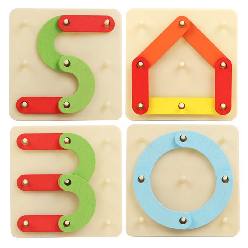 Children's Montessori geometric puzzle graphic puzzle creative variety nail board early education wooden puzzle toy Specification drawing
