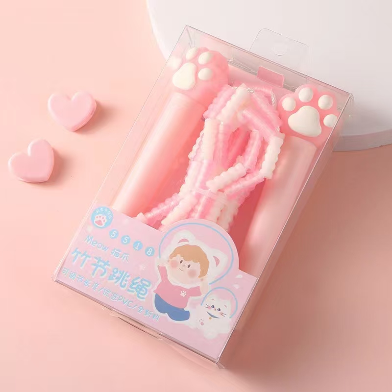 Fan Dou Ka Stationery, creative and cute cartoon head Meow cat paw bamboo joint skipping rope, sports goods, fitness goods, skipping rope, children's outdoor