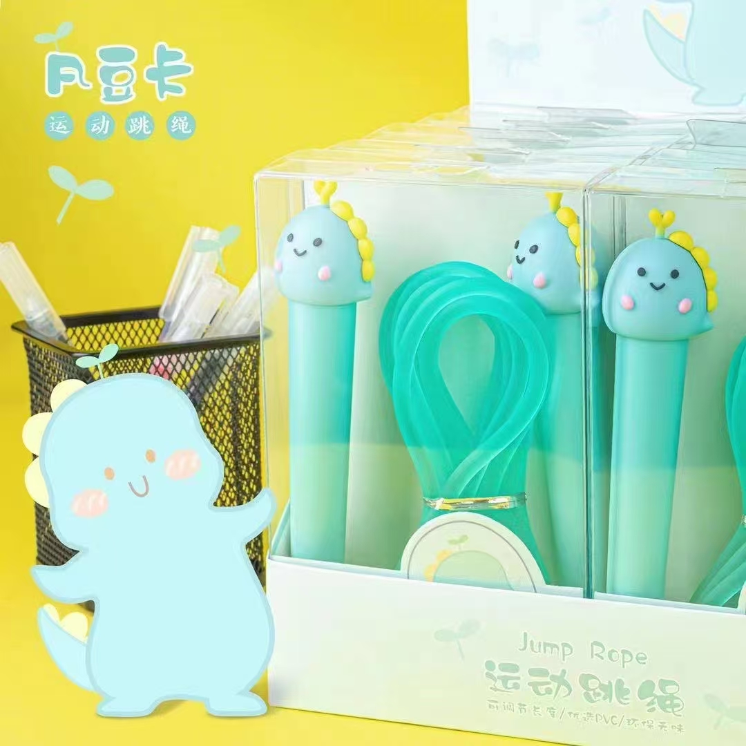 Fan Douka Stationery Creative Cute Cartoon Head Small Dinosaur Sports Jump Rope Sports Goods Fitness Products Jump Rope Children Outdoor details Picture