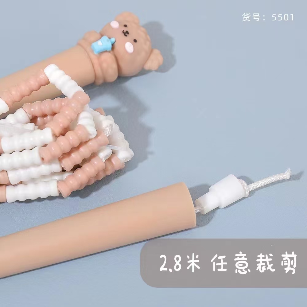 Fan Dou Ka Stationery, creative and cute cartoon head, cotton bear, bamboo joint, skipping rope, sports goods, fitness goods, skipping rope, children's outdoor Item Picture