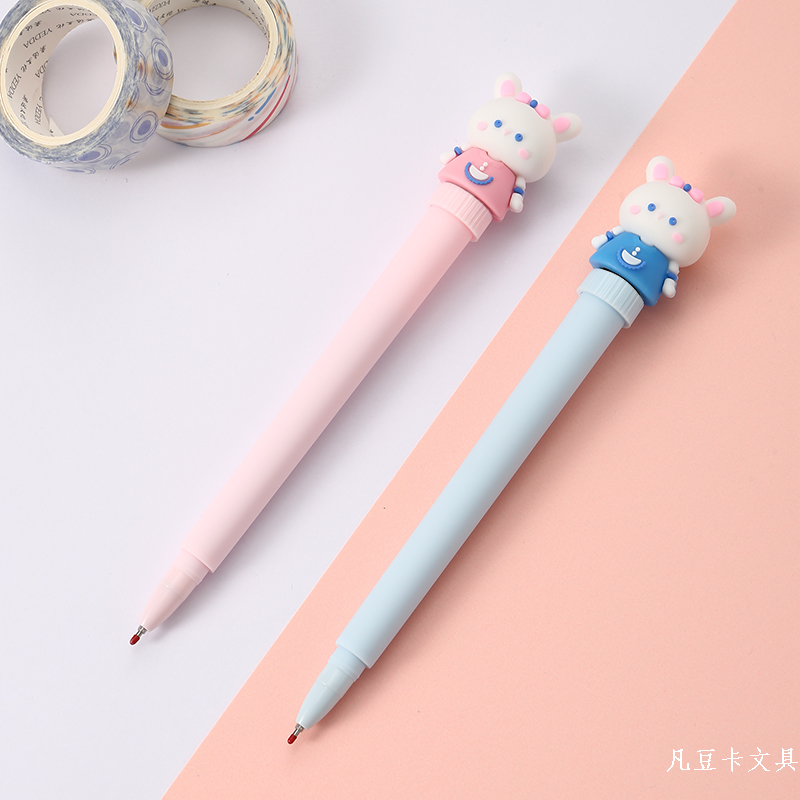 Fan Dou Card Creative Bunny Decompression Turn Neutral Pen Smooth Writing Manufacturers Wholesale Creative Stationery Giant Can Write Neutral Pen details Picture
