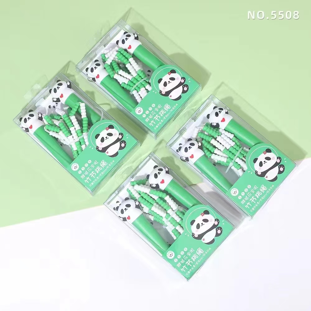 Fandouka's creative and cute cartoon head, the panda, bamboo joint, skipping rope, sports and fitness equipment, skipping rope, children's outdoor details Picture
