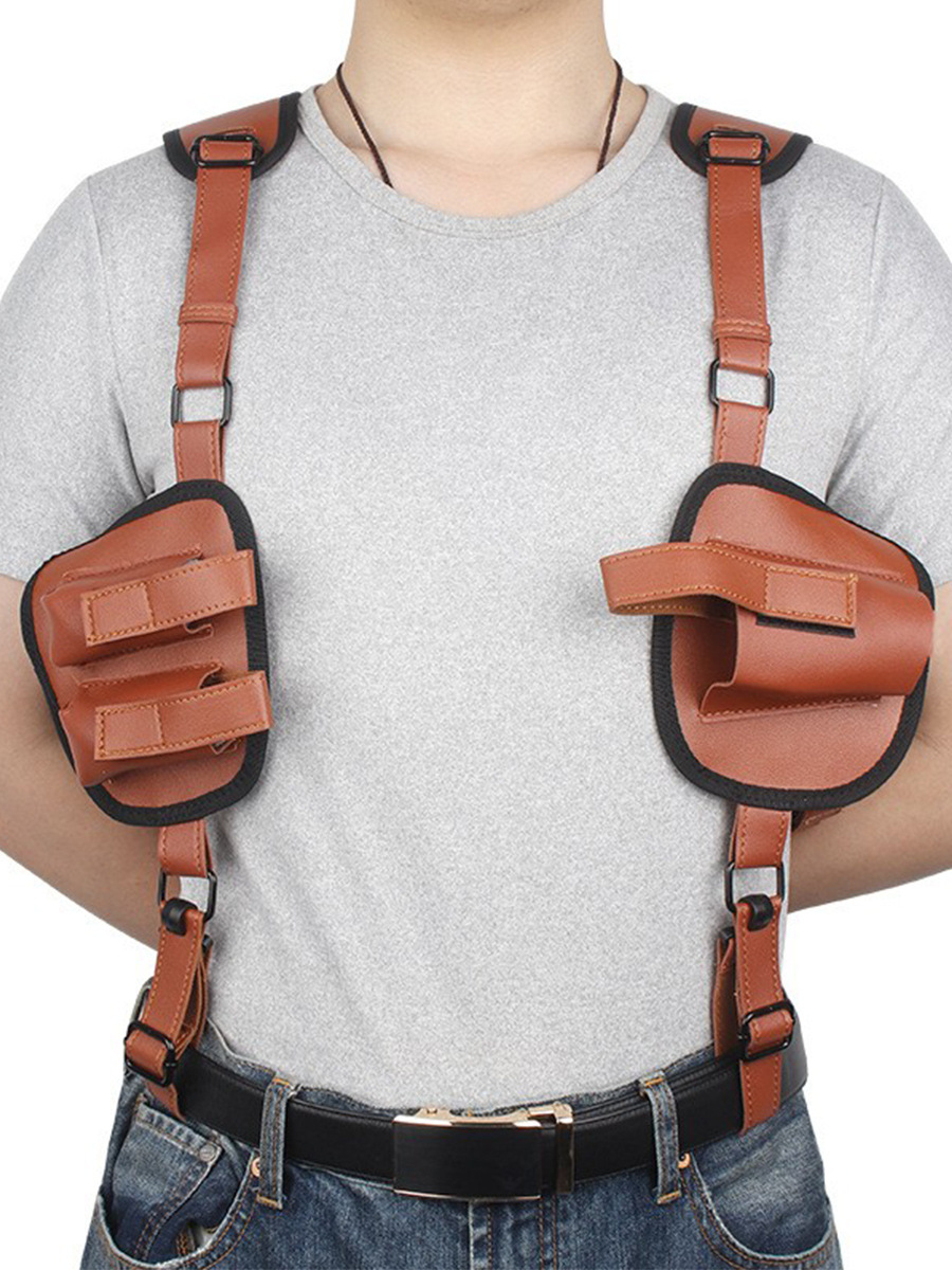 枪套双肩腋下户外战术枪包格洛克G17枪套隐形快拔牛皮枪套