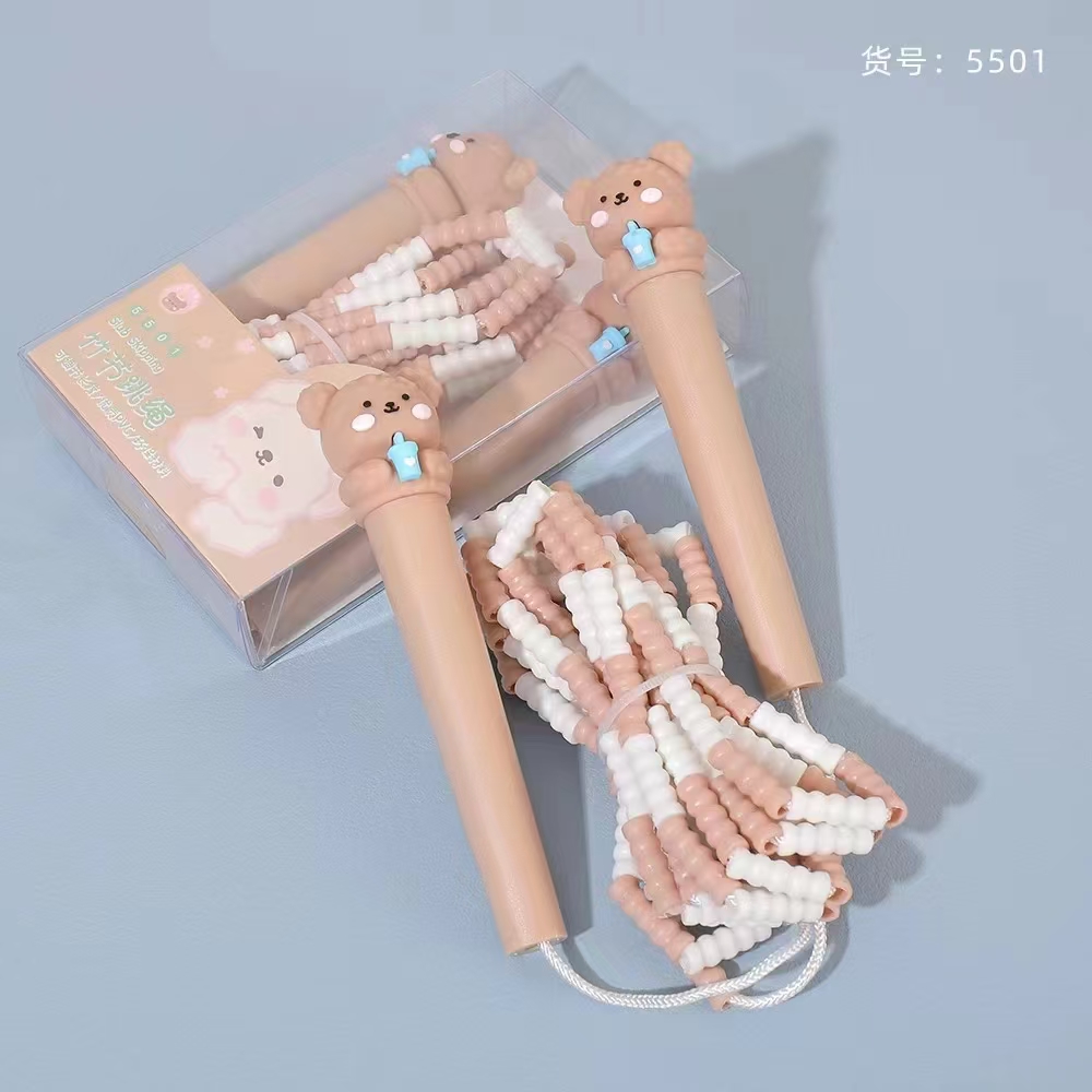 Fan Dou Ka Stationery, creative and cute cartoon head, cotton bear, bamboo joint, skipping rope, sports goods, fitness goods, skipping rope, children's outdoor Specification image