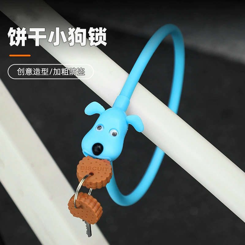 BG-6212 Bicycle Lock, Cookie Puppy, Silicone lock, Mountain Road Bike, circular steel cable lock, Portable color key, anti-theft lock