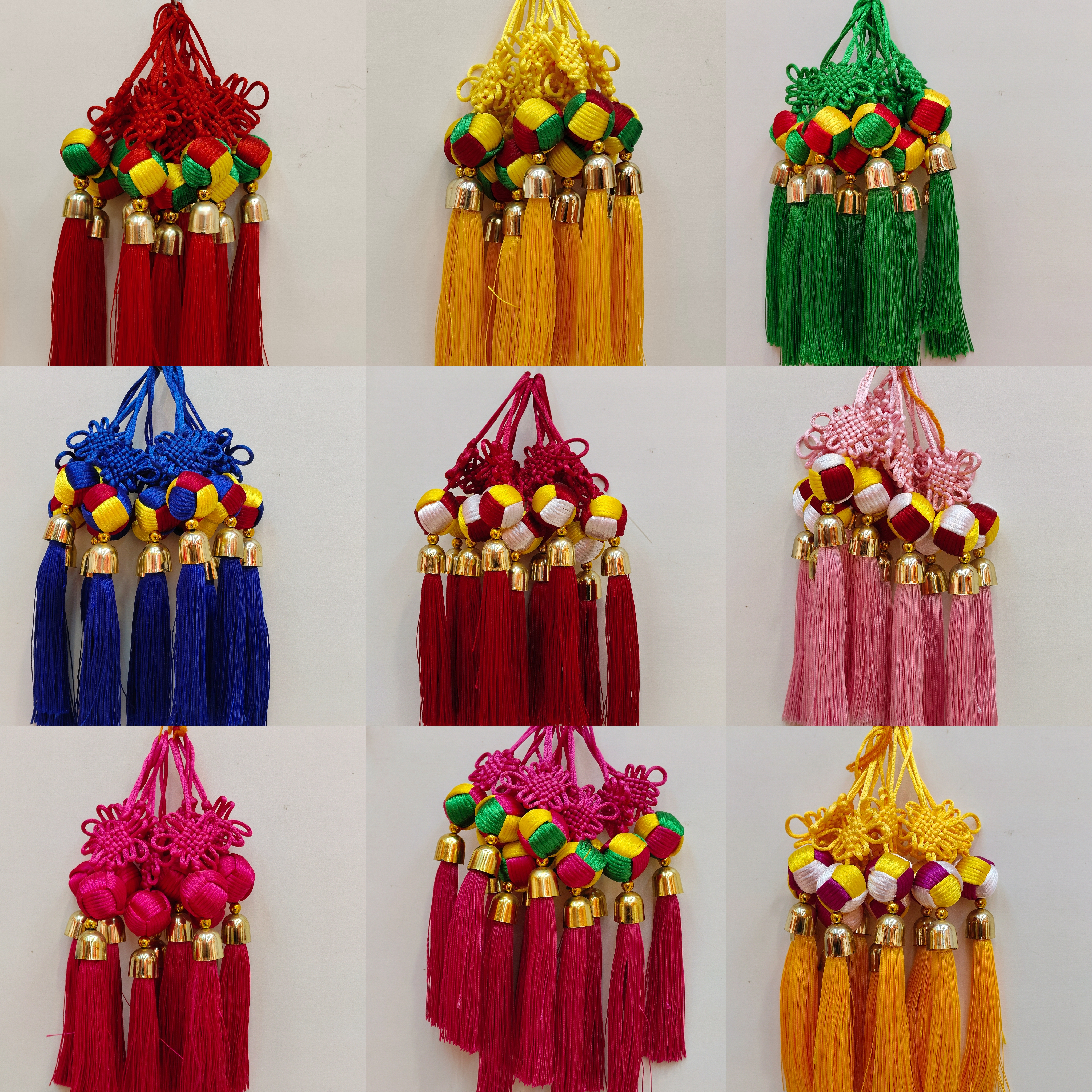 Dopamine colorful hydrangea, fortune ball, wedding, foreign trade, rainbow Chinese knot decoration, fortune ball, colorful ball, bell, festival decoration, ancient-style hanging ornaments, golden thread emerging, colorful tassels, factory direct sales pic 1