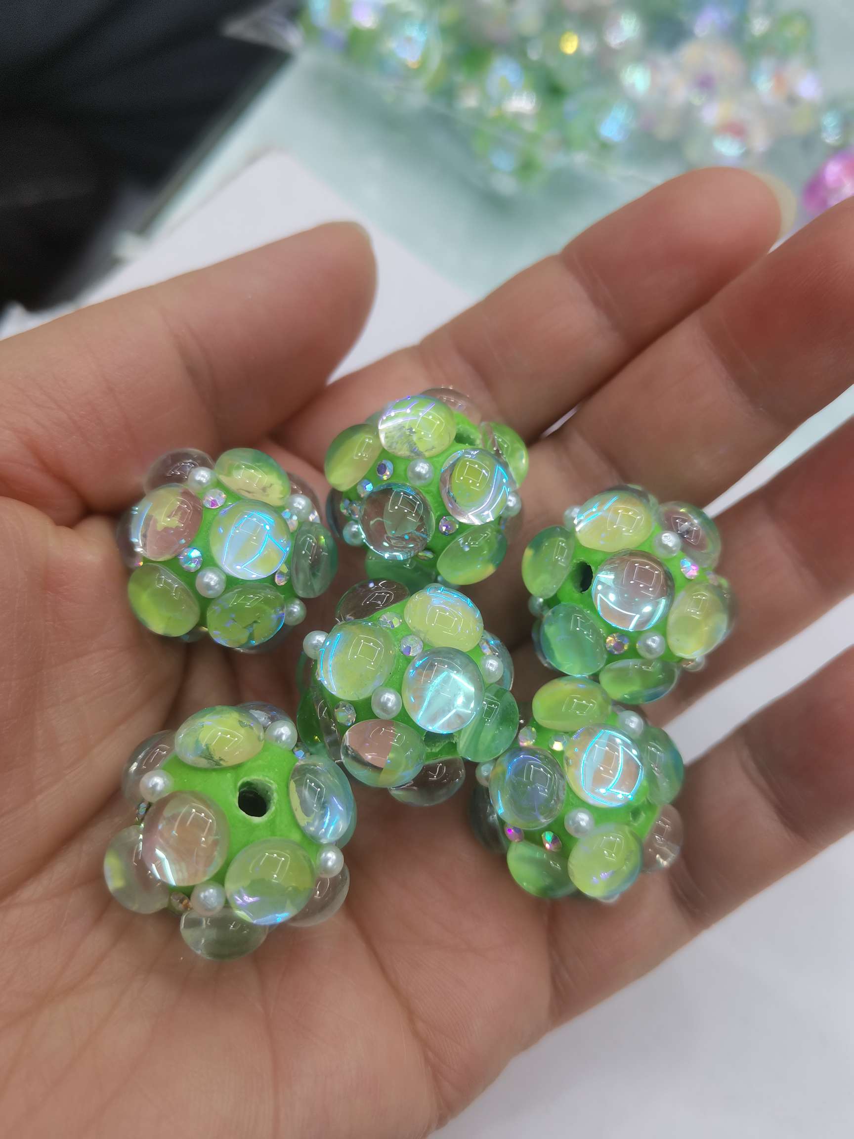 22 large light green soft clay bubble balls Item Picture