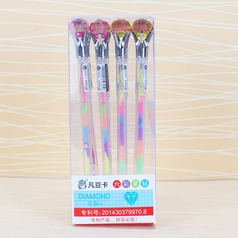 Fan Douka Stationery Creative Diamond Color Neutral Pen Smooth Writing Manufacturers Wholesale Creative Stationery Giant Write Neutral Pen