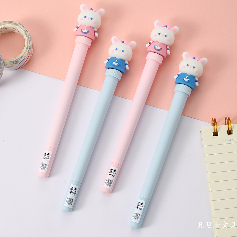 Fan Dou Card Creative Bunny Decompression Turn Neutral Pen Smooth Writing Manufacturers Wholesale Creative Stationery Giant Can Write Neutral Pen