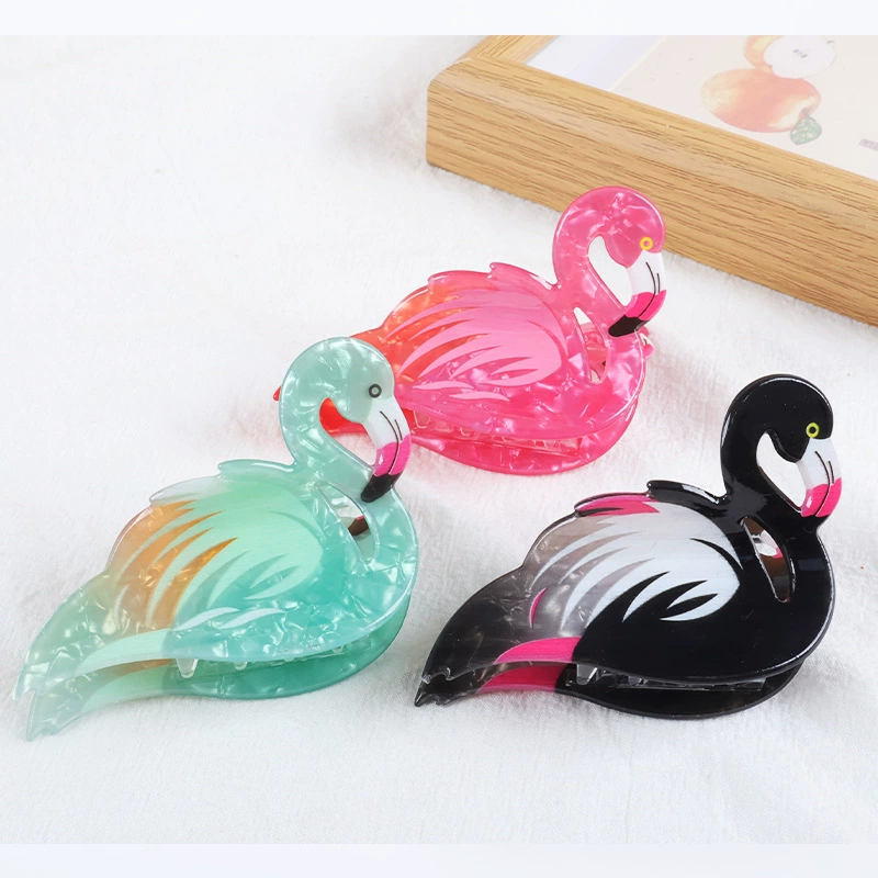 Wholesale of cross-border acrylic flamingo claw animal series cute cartoon hair accessories, back head updo shark clip