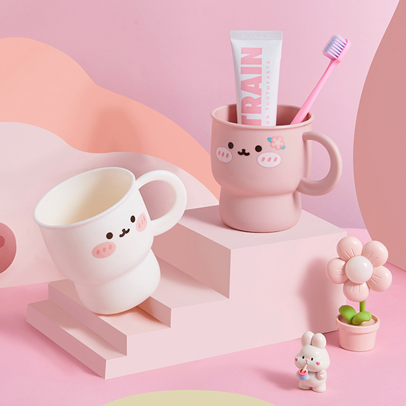 M04-7152 [Rabbit] Mouthwash cup Children's plastic wash cup Kindergarten drink cup baby brushing cup Household cartoon cup cup full figure