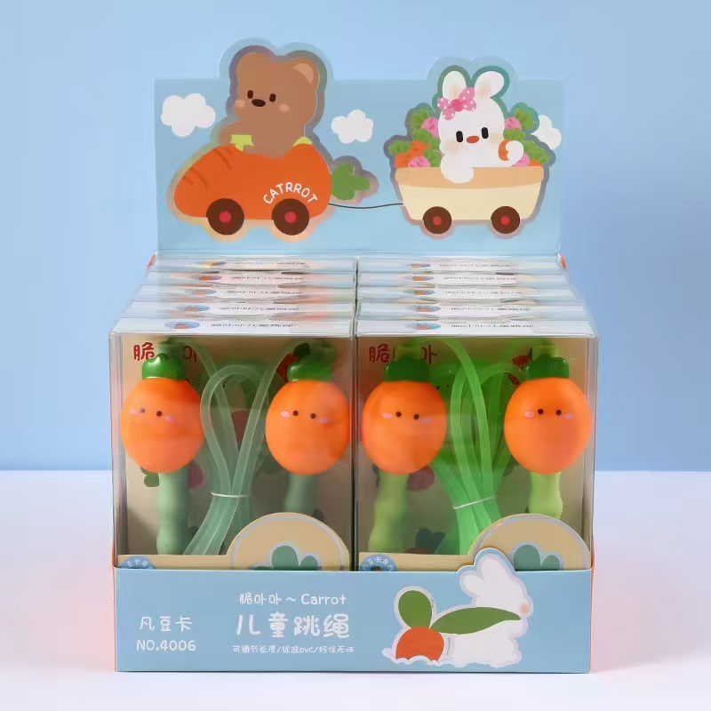 Fan Douka Stationery, creative and cute cartoon head Carrot, Crispy, children's skipping rope, sports goods, fitness goods, skipping rope, children's outdoor
