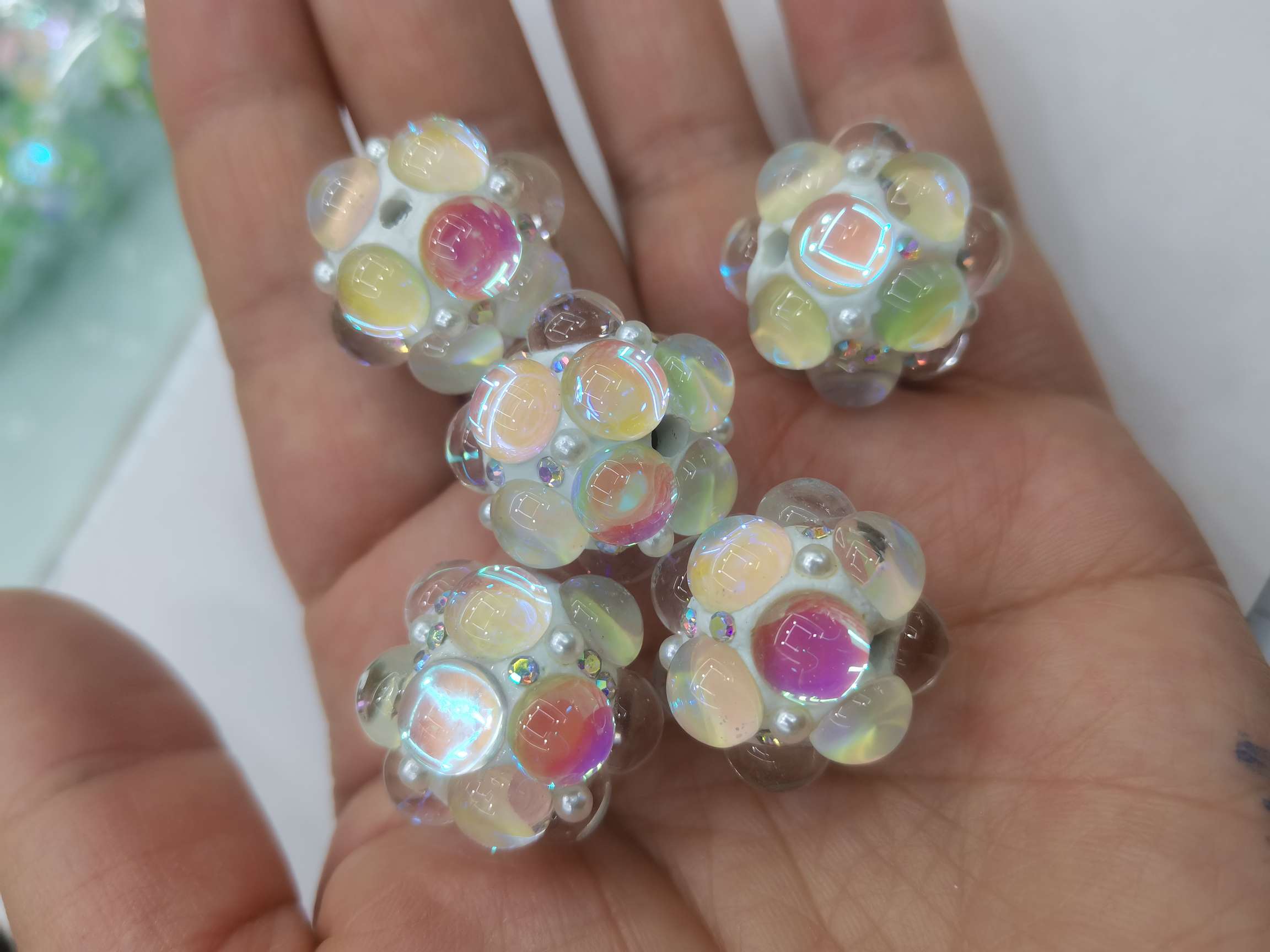 22 large soft clay glass bubble beads Item Picture