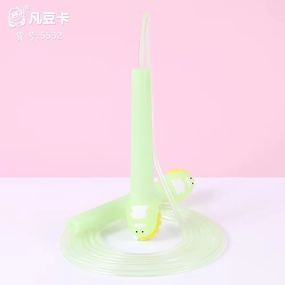 Fan Dou Card Stationery Creative Cute Cartoon Head Glow-In-The Dark Dinosaur Sports Jump Rope Sports Goods Fitness Products Jump Rope Children Outdoor Item Picture