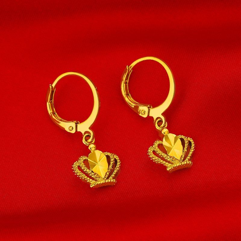 【 Long-lasting and non-fading 】 Vietnamese sand gold earrings, feminine charm, popular small accessories, sexy stud earrings, mom earrings, frosted stud earrings, long feminine charm Item Picture