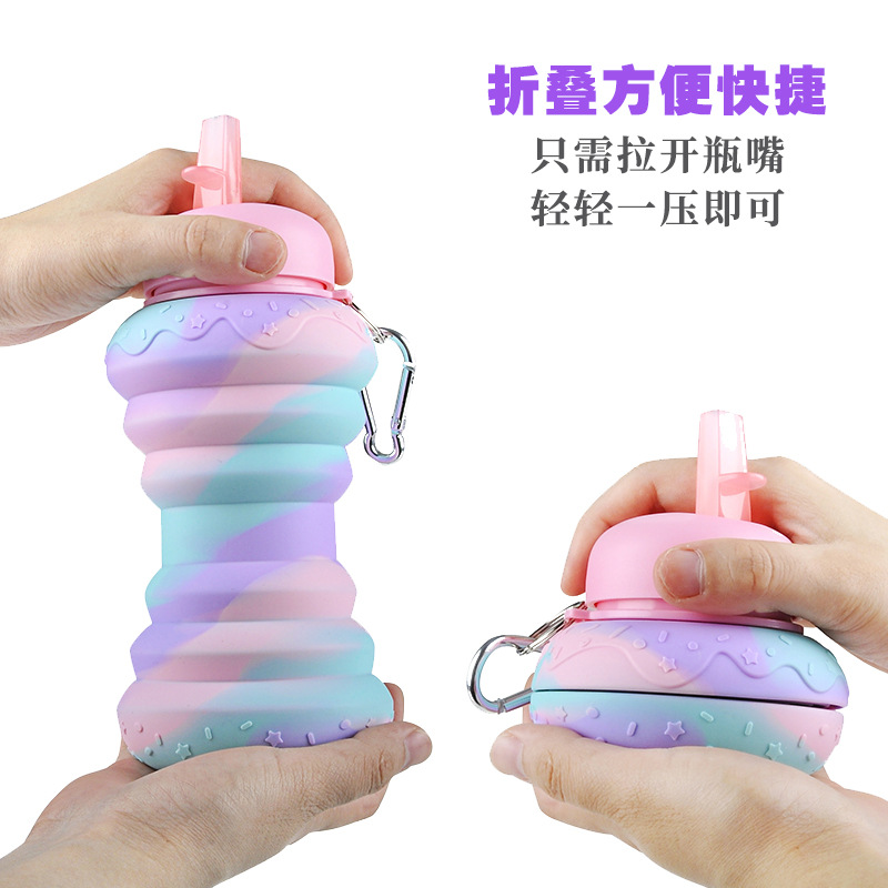 创意硅胶水杯 可折叠户外运动用品 便携水壶外出旅行水瓶细节图