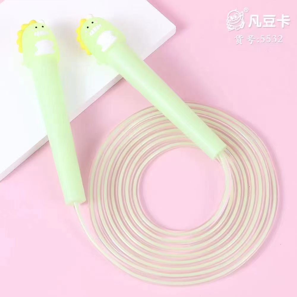 Fan Dou Card Stationery Creative Cute Cartoon Head Glow-In-The Dark Dinosaur Sports Jump Rope Sports Goods Fitness Products Jump Rope Children Outdoor Application Scenario