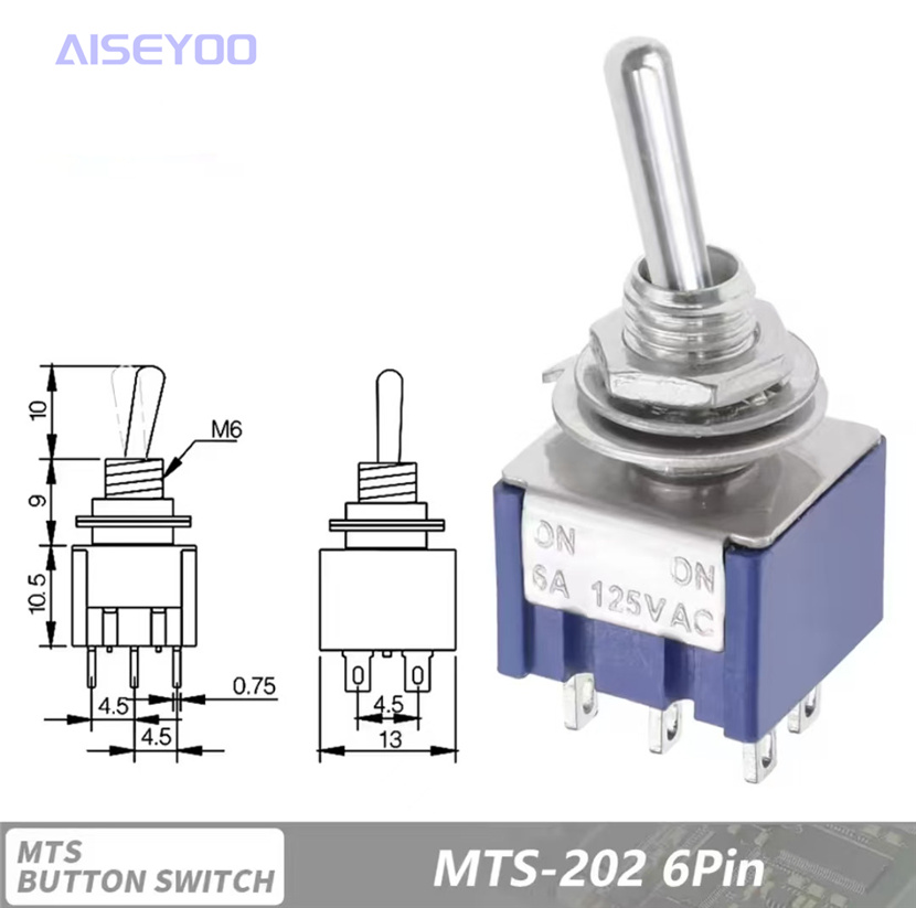 钮子摇臂开关MTS-102/103/202/203/302/303/402/403两三档3/6/9脚 银点摇臂拨动开关详情10