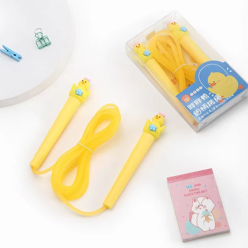 Fandouka Stationery, creative and cute cartoon, chubby duck, slender handle, sports skipping rope set, sports and fitness products, skipping rope, children's outdoor details Picture
