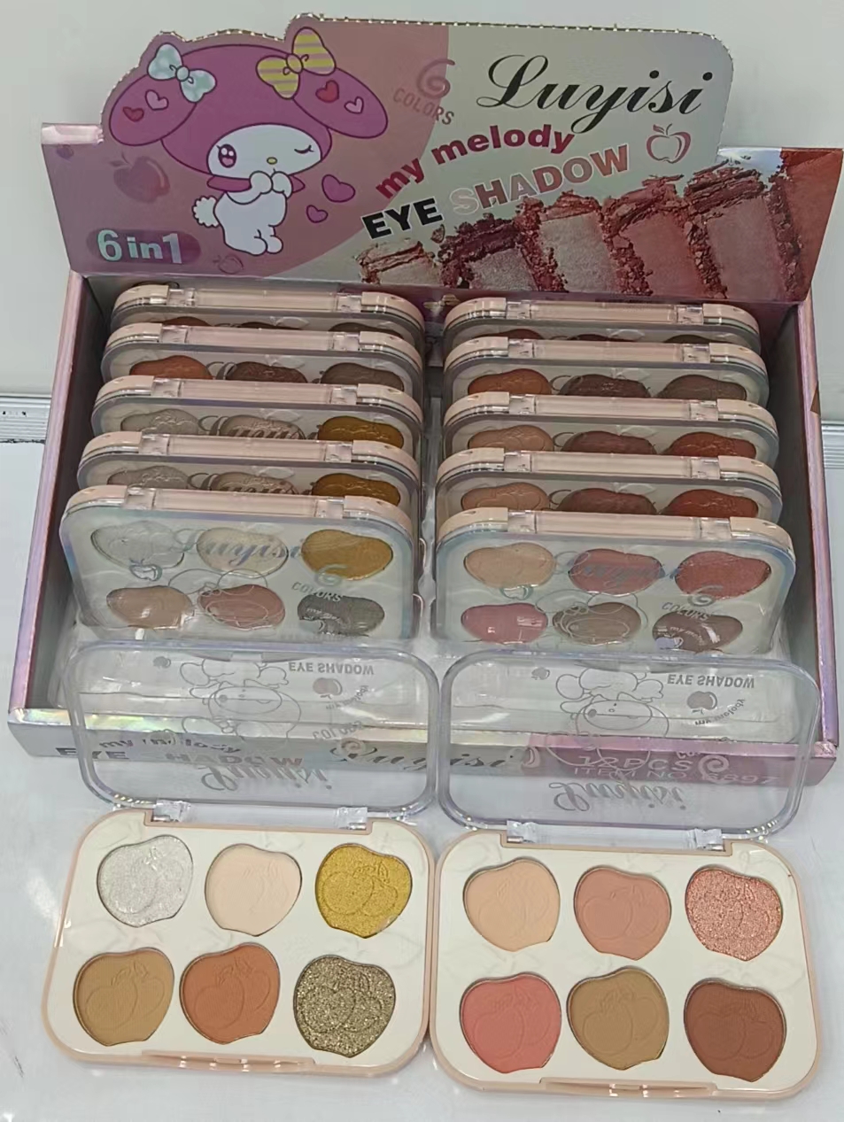 新款6色苹果塑壳眼影2组色珠光哑光自然细腻时尚易上色