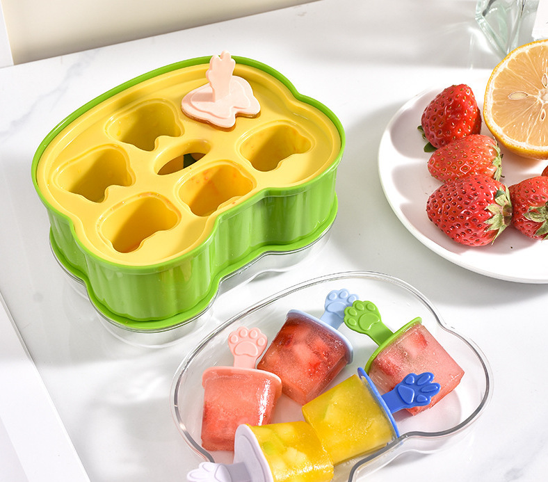 G28-2947 Children's cartoon handle ice cream Ice box 2-in-1 ice mold Odor-free single-layer mold with lid ice box undefined