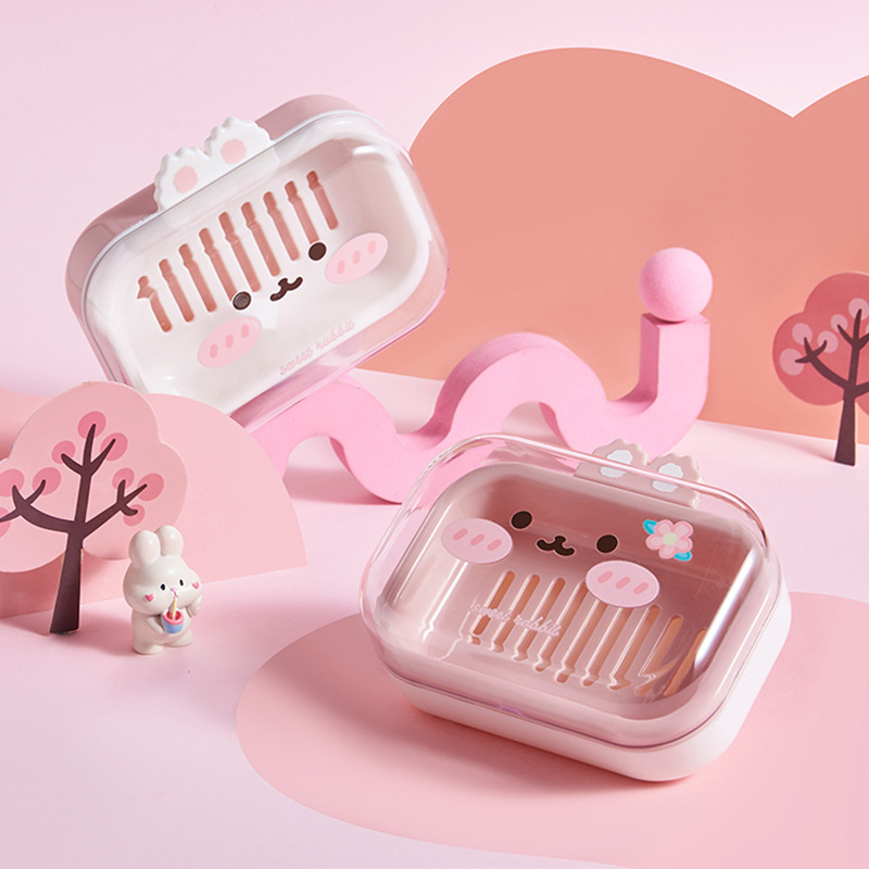 M04-ML-8638可爱肥皂盒家用带盖沥水香皂盒塑料皂盒2025新款浴室图