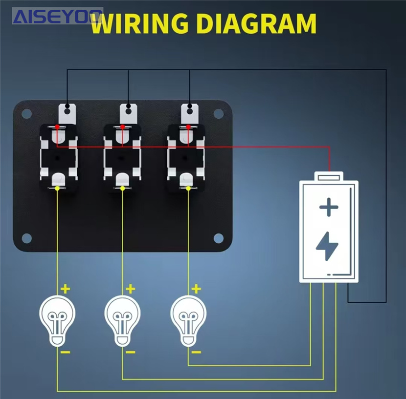 ASW-07D 3-position toggle switch 12V panel with joystick switch LED light and flip cover heavy-duty on/off toggle switch three-in-one aluminum oxide plate pic 7