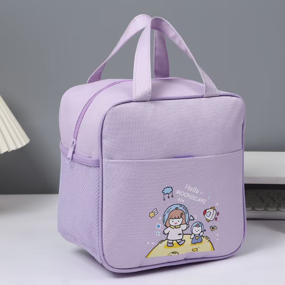 Student lightweight and fashionable hand-held bento bag, Oxford cloth lunch box bag with rice, office worker lunch bag Item Picture