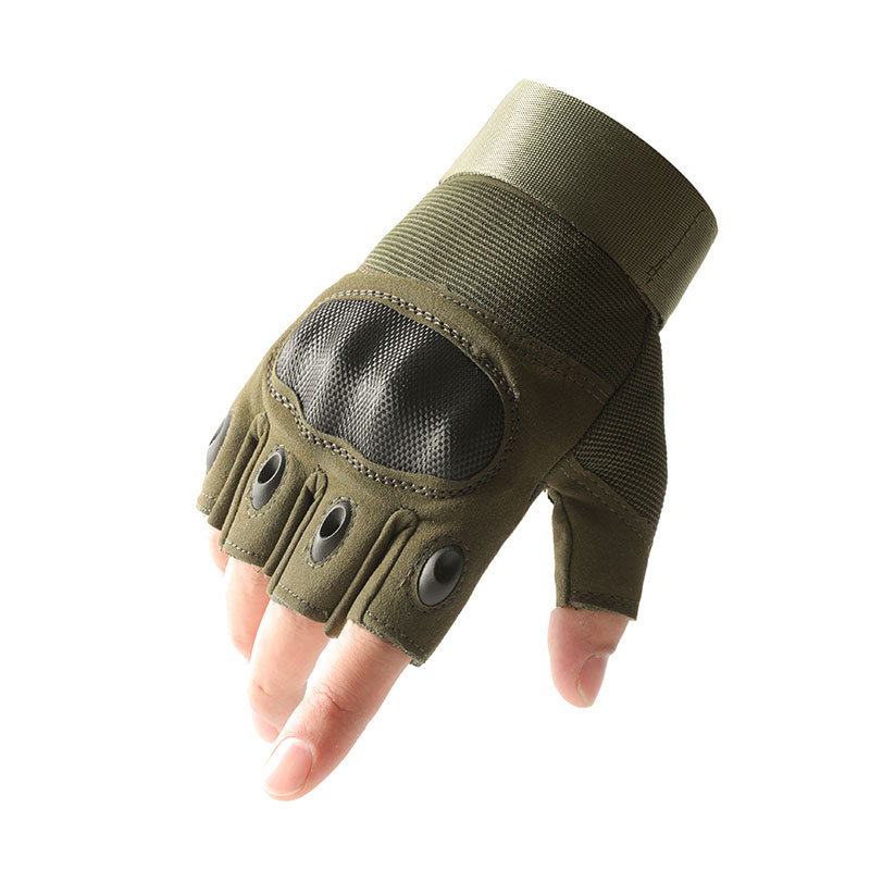 战术手套男跨境户外防滑防护耐磨半指特种兵军迷骑行战术手套白底实物图