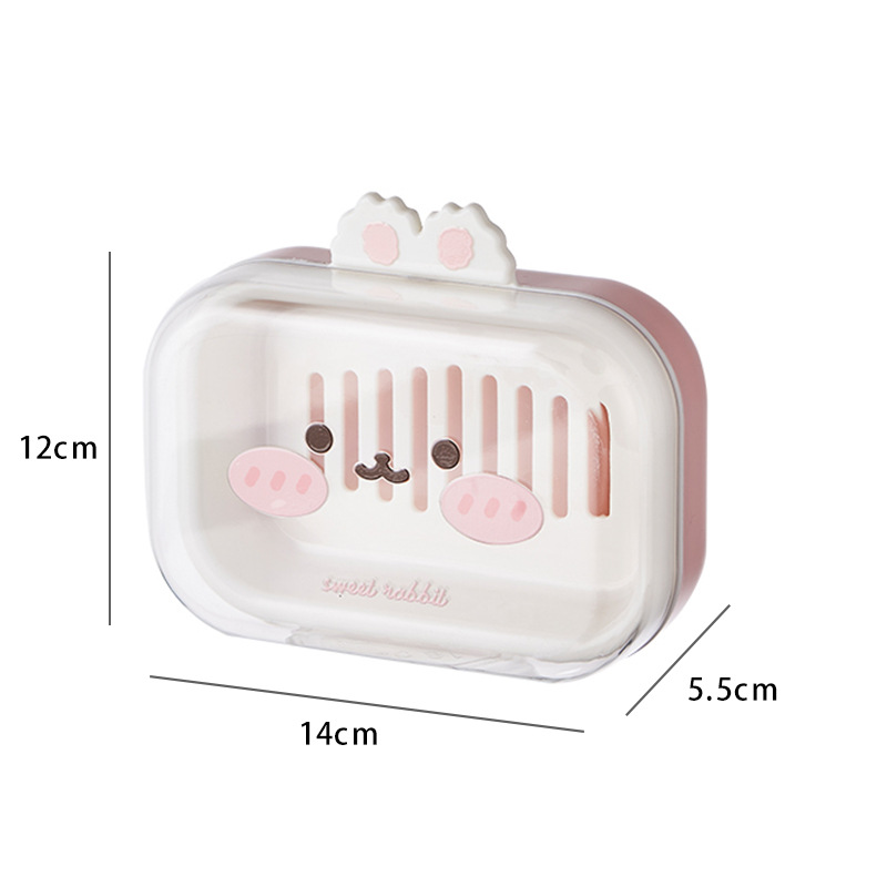 M04-ML-8638可爱肥皂盒家用带盖沥水香皂盒塑料皂盒2025新款浴室白底实物图