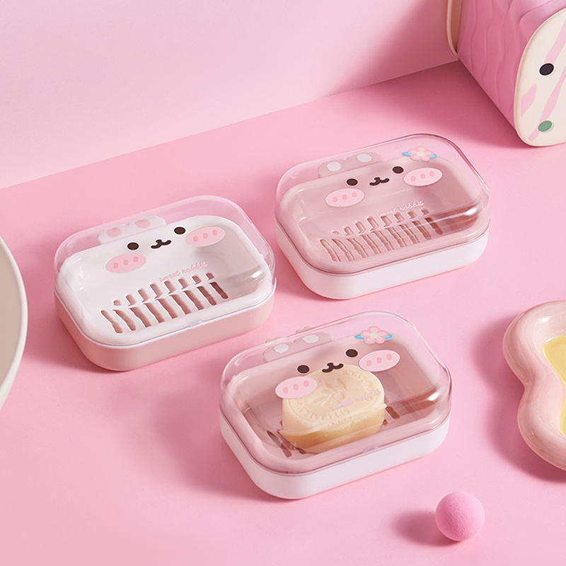 M04-ML-8638可爱肥皂盒家用带盖沥水香皂盒塑料皂盒2025新款浴室细节图