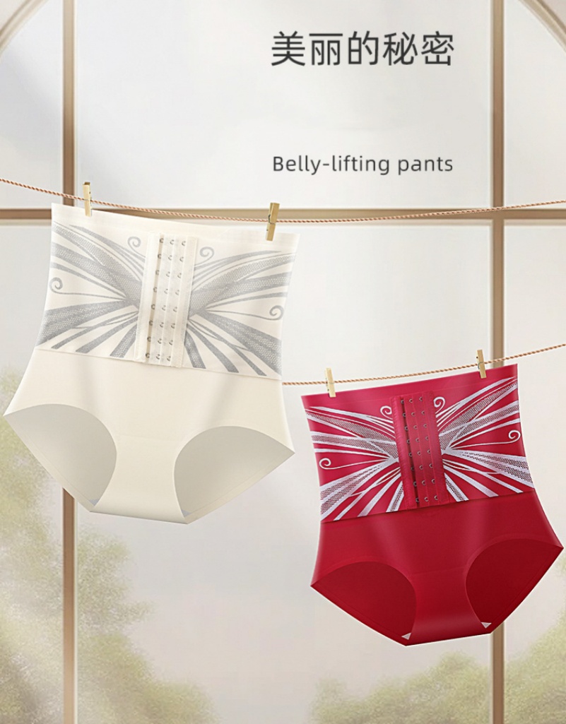 Women's thin breathable high-waisted breasted seamless breathable body pants Women's briefs details Picture