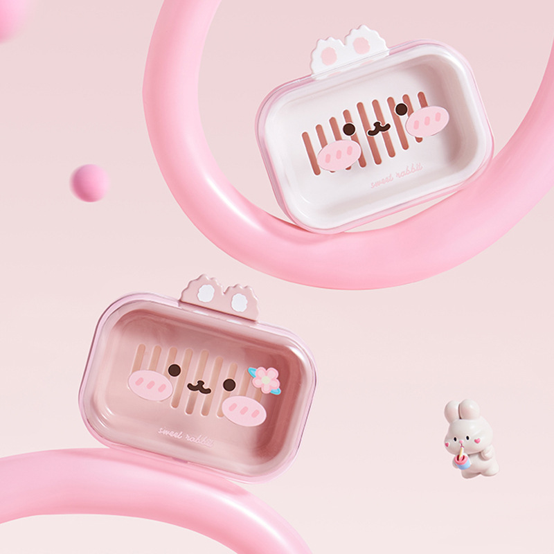 M04-ML-8638可爱肥皂盒家用带盖沥水香皂盒塑料皂盒2025新款浴室产品图