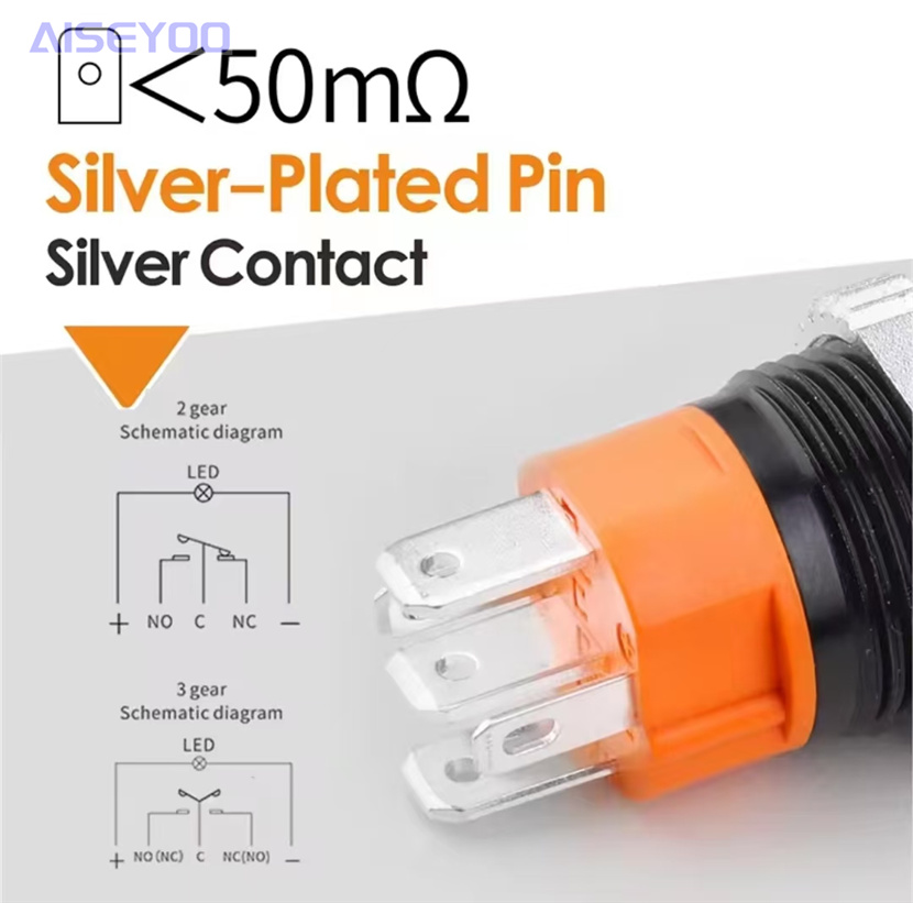 16mm metal toggle switch 2/3 position 10A high current with light, self-locking rocker arm with toggle switch pic 7