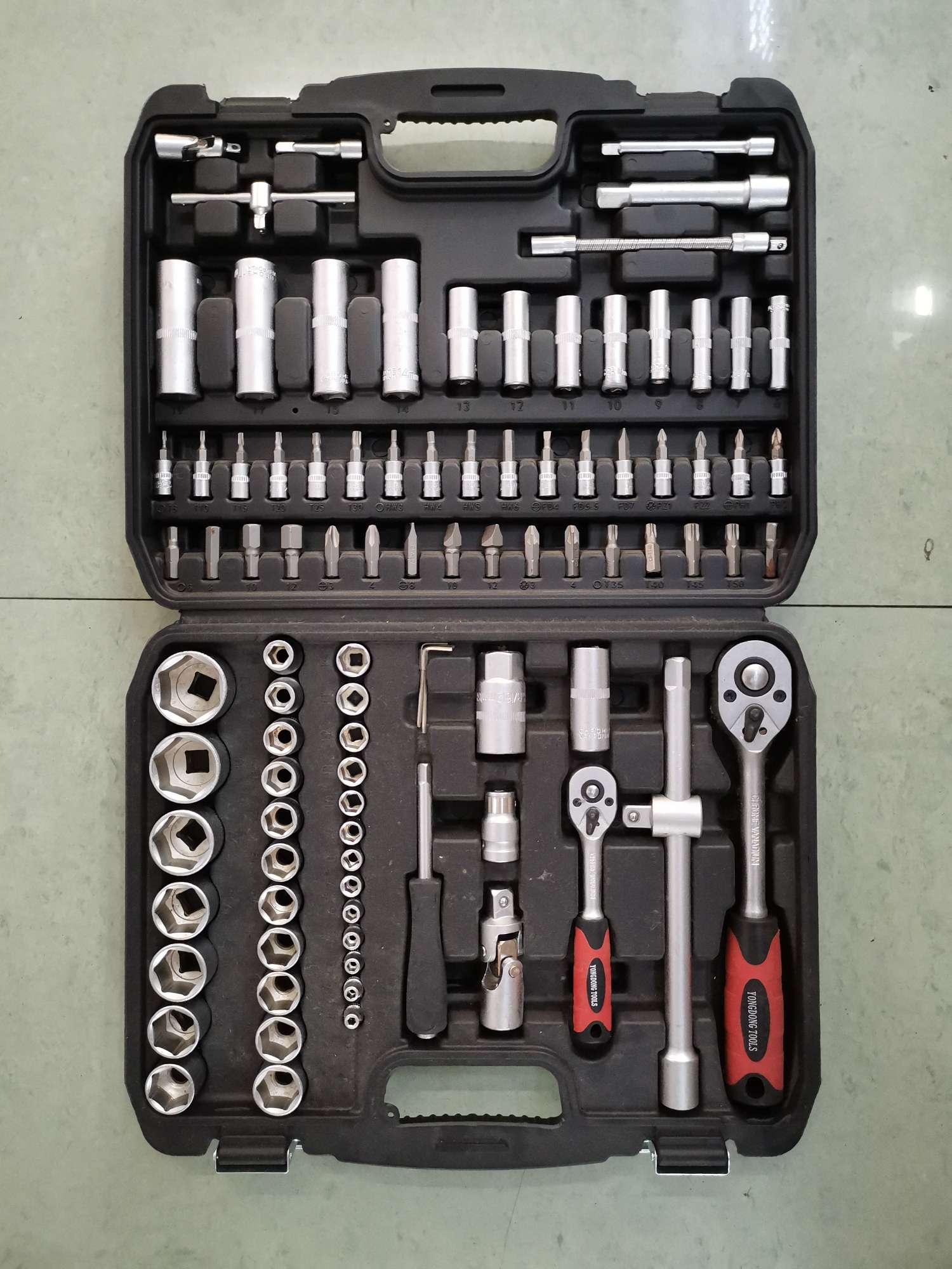 A 94-piece set of tools