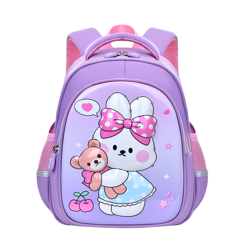 毛绒背包/书包/双肩包/背包毛绒小挂件/书包学生2023时尚白底实物图