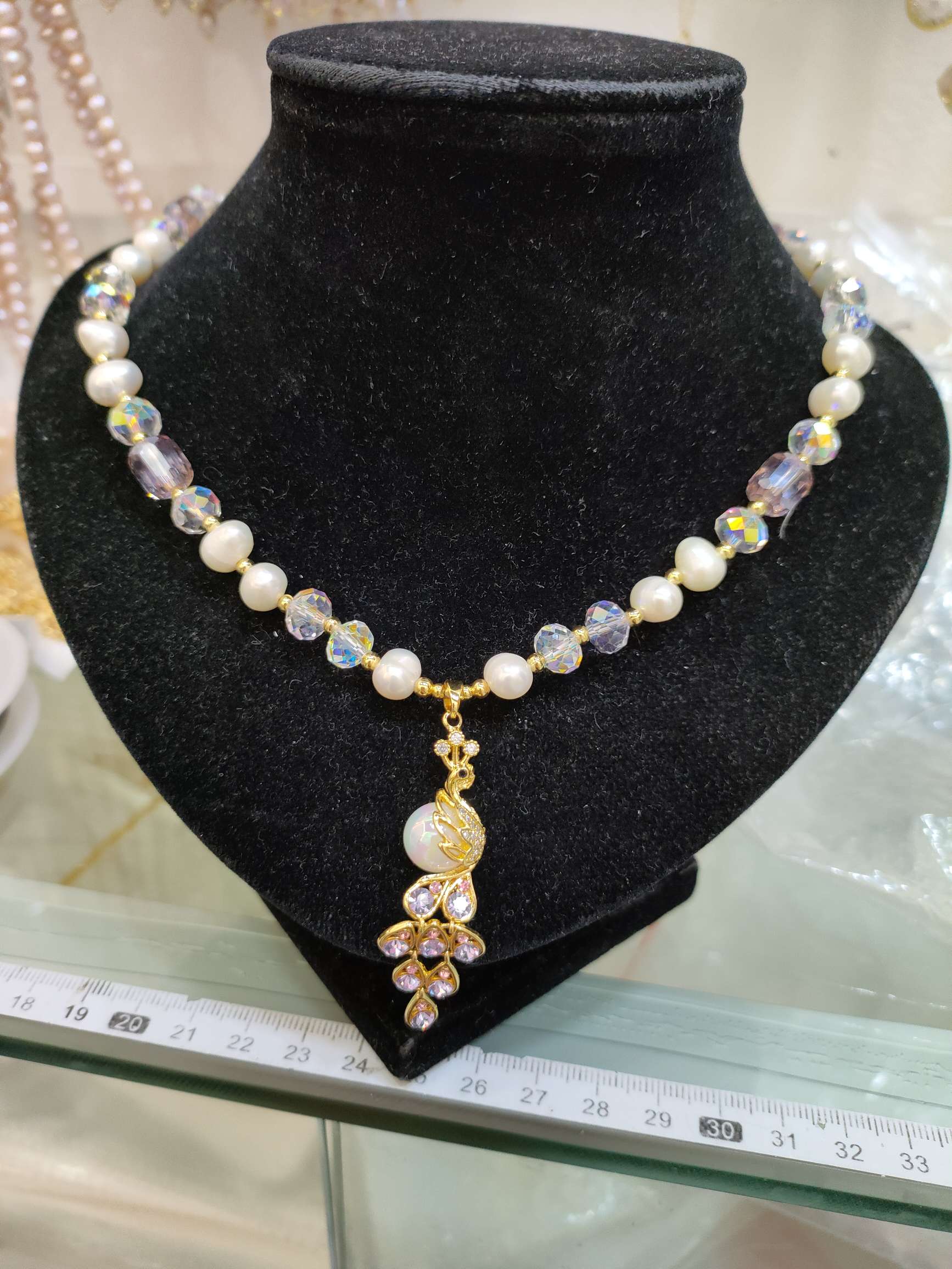 气质女士珍珠项链 饰品项饰合金拼接设计 珍珠饰品项链女款优雅气质挂饰