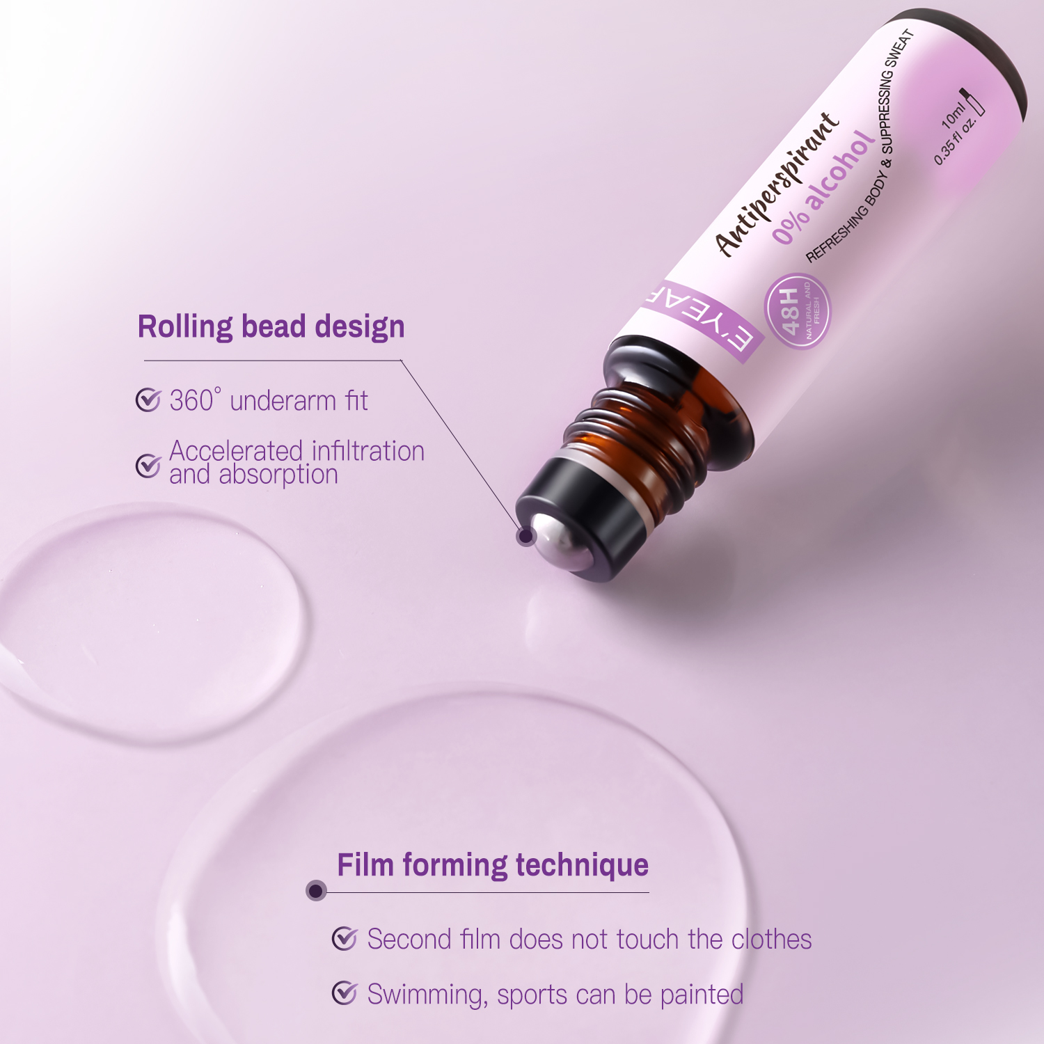 Eyearn Antiperspirant 10Ml Perfumed Roll-On Deodorant Essence Active Antiperspirant Refreshing Roll-On Antiperspirant Deodorant Body Odor Water Item Picture