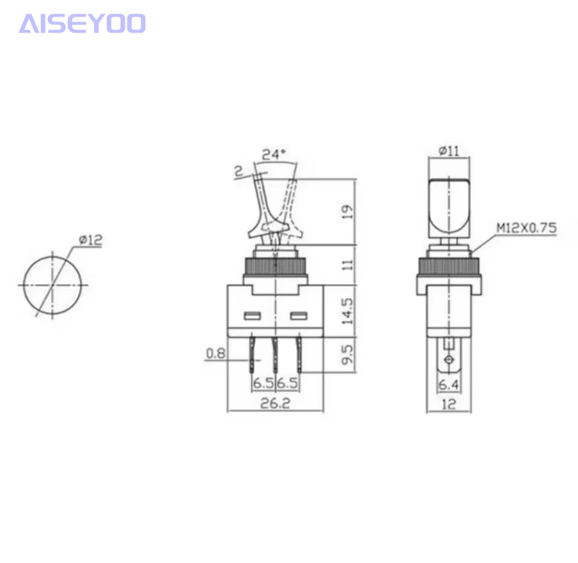Toggle switch ASW-13D long handle /ASW-14D short handle with light 12V 3-pin 2-position 2-pin 2-position car toggle arm switch toggle lever switch Application Scenario