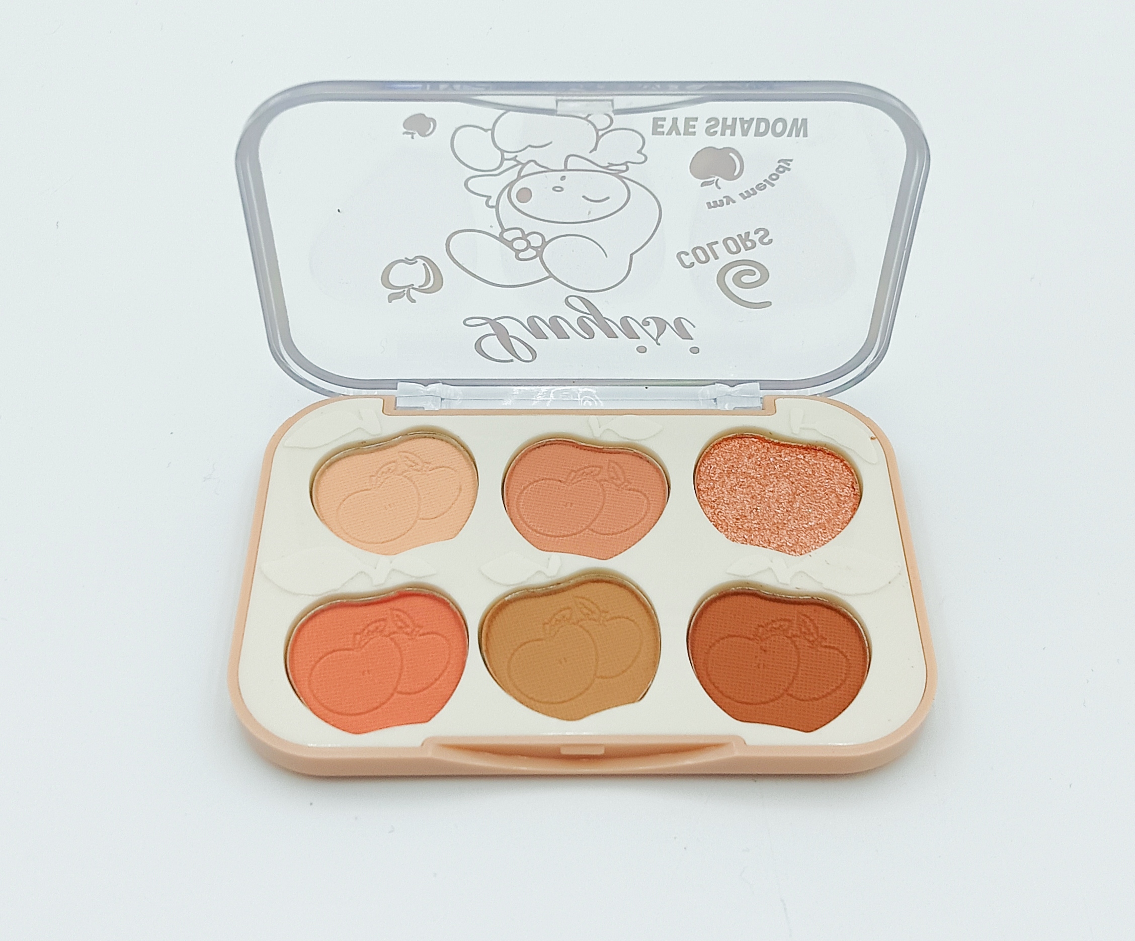 New 6 color apple plastic case eyeshadow 2 color pearlescent matte natural delicate fashion easy color Specification drawing