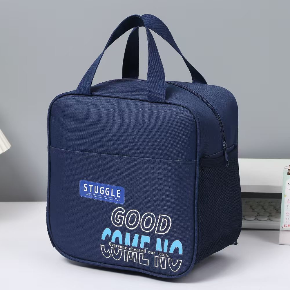 Student lightweight and fashionable hand-held bento bag, Oxford cloth lunch box bag with rice, office worker lunch bag details Picture