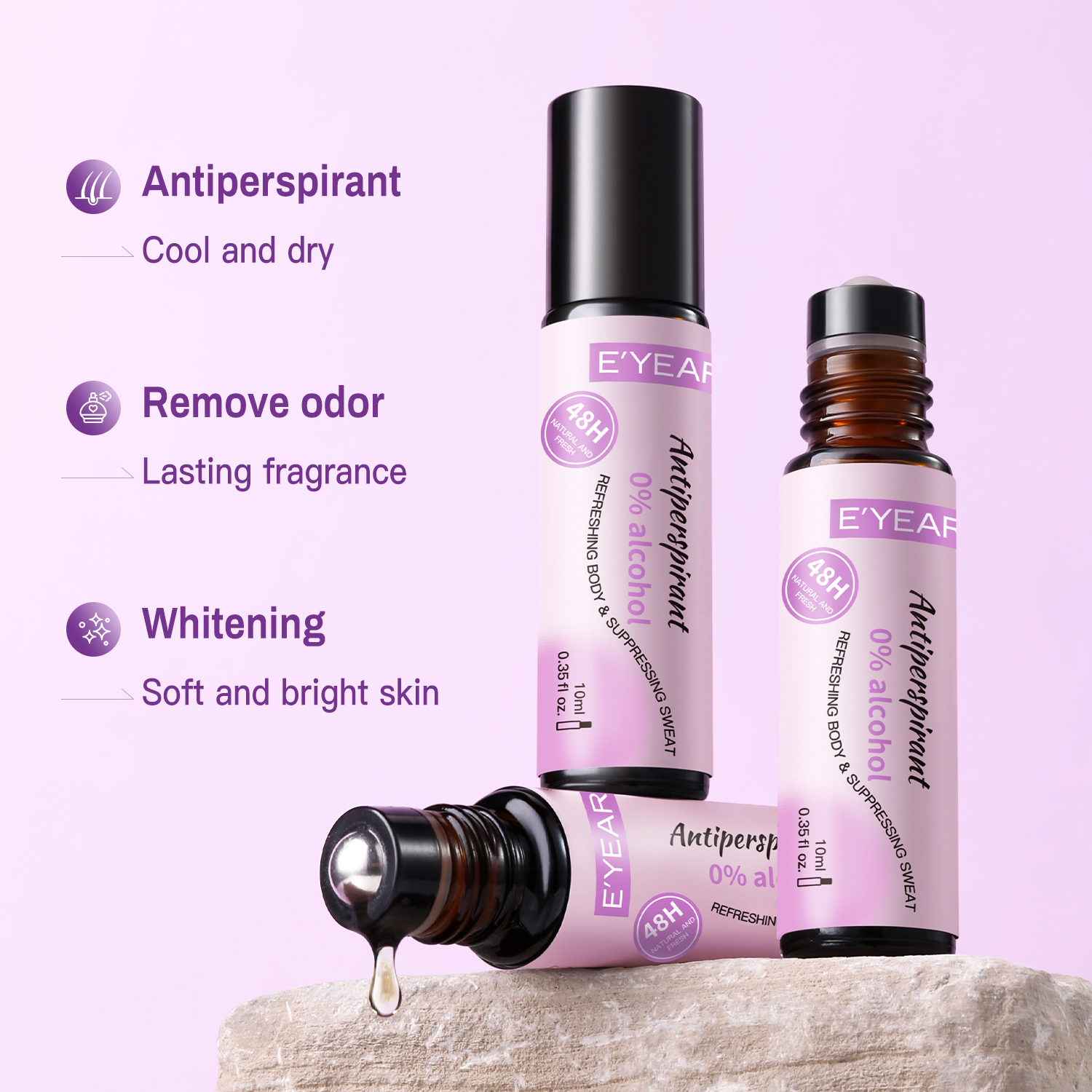 Eyearn Antiperspirant 10Ml Perfumed Roll-On Deodorant Essence Active Antiperspirant Refreshing Roll-On Antiperspirant Deodorant Body Odor Water details Picture