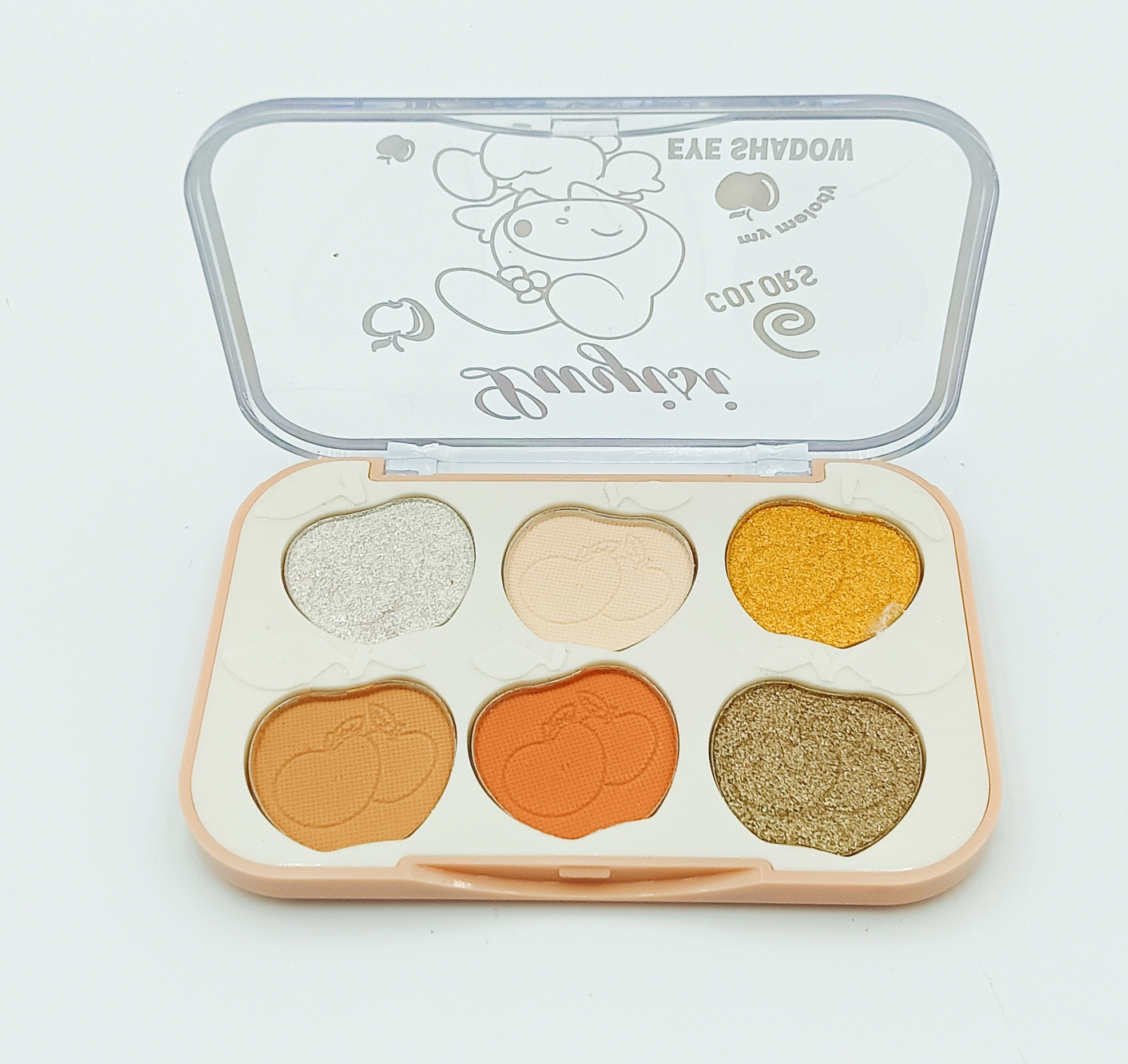 New 6 color apple plastic case eyeshadow 2 color pearlescent matte natural delicate fashion easy color details Picture