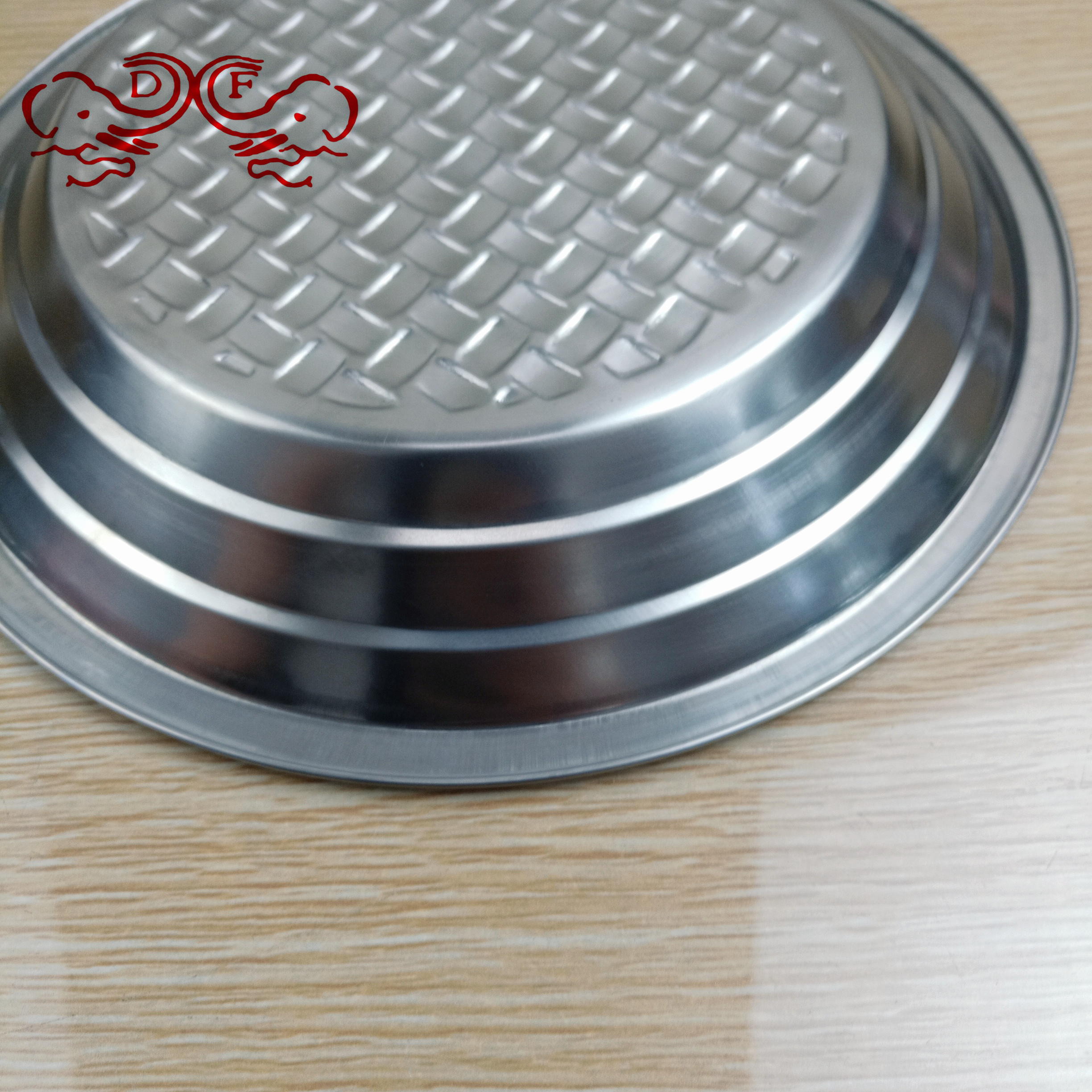 DF99154 European-style stainless steel tray, fruit plate, woven flower plate, vegetable plate, salad plate, deepened round plate DF TRADINGHOUSE details Picture