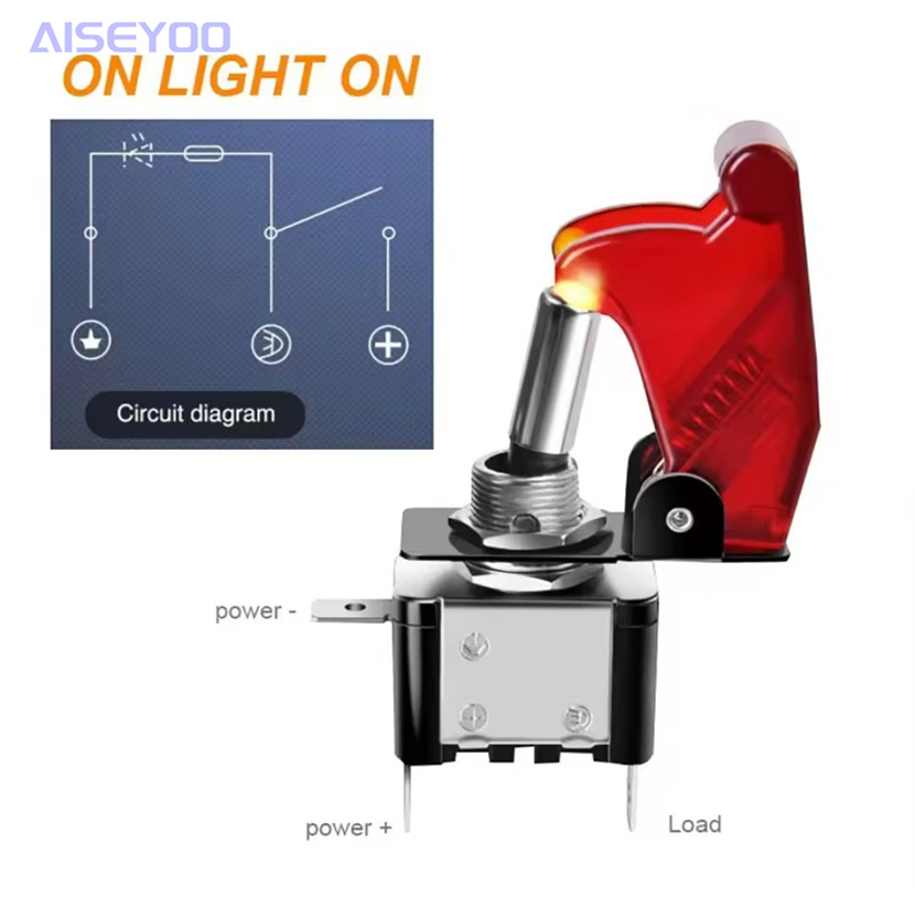 ASW-07D 3-position toggle switch 12V panel with joystick switch LED light and flip cover heavy-duty on/off toggle switch three-in-one aluminum oxide plate Specification image